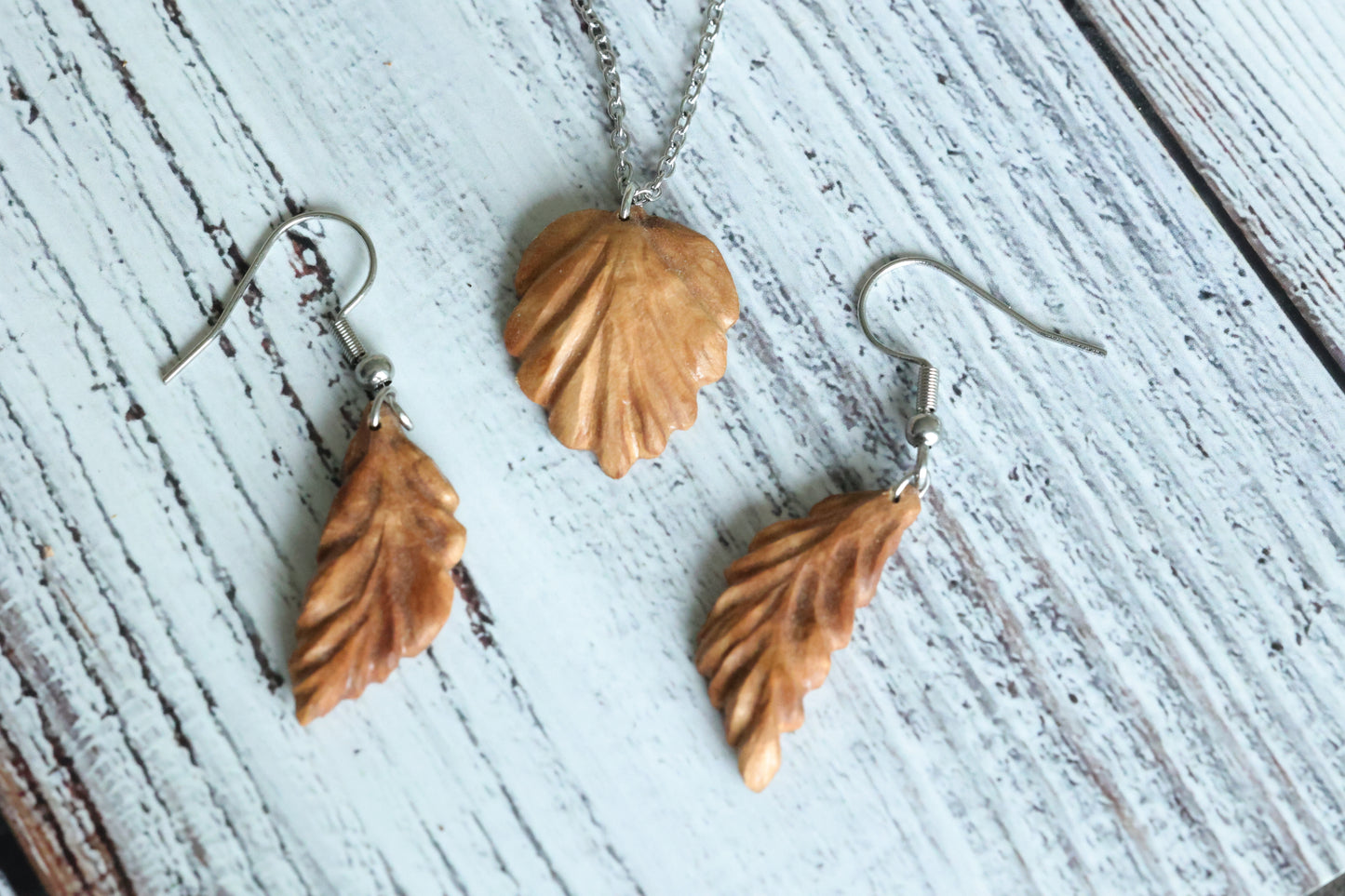 Baumperlen-Schmuckset "Waldblatt"