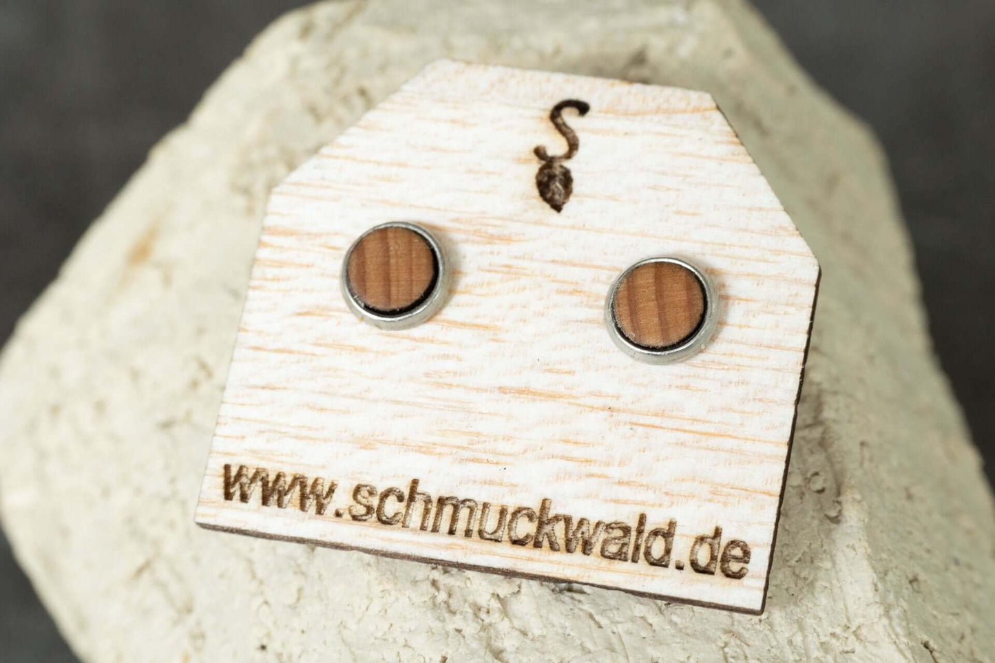 Holzohrstecker in Edelstahlfassung