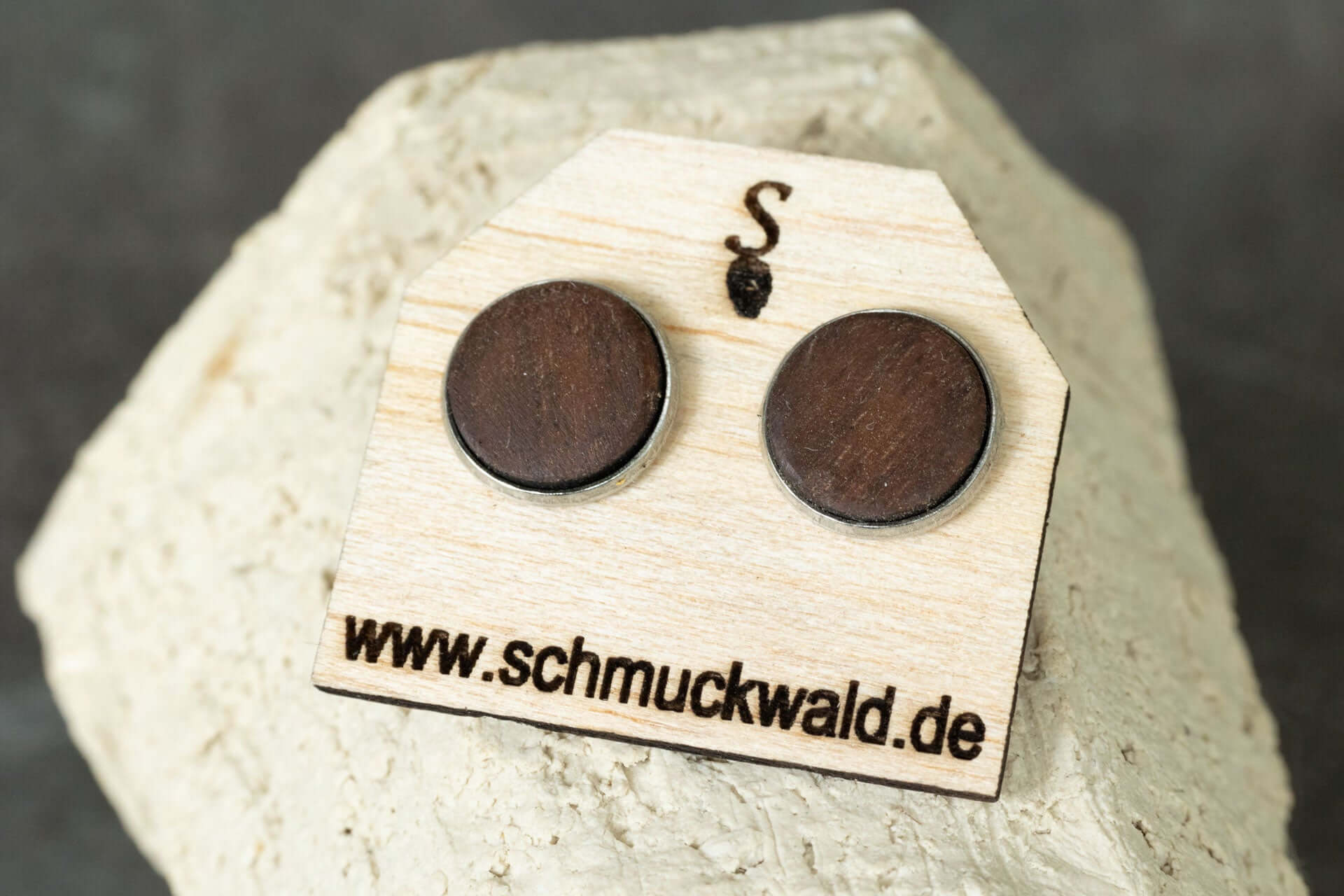 Holzohrstecker in Edelstahlfassung
