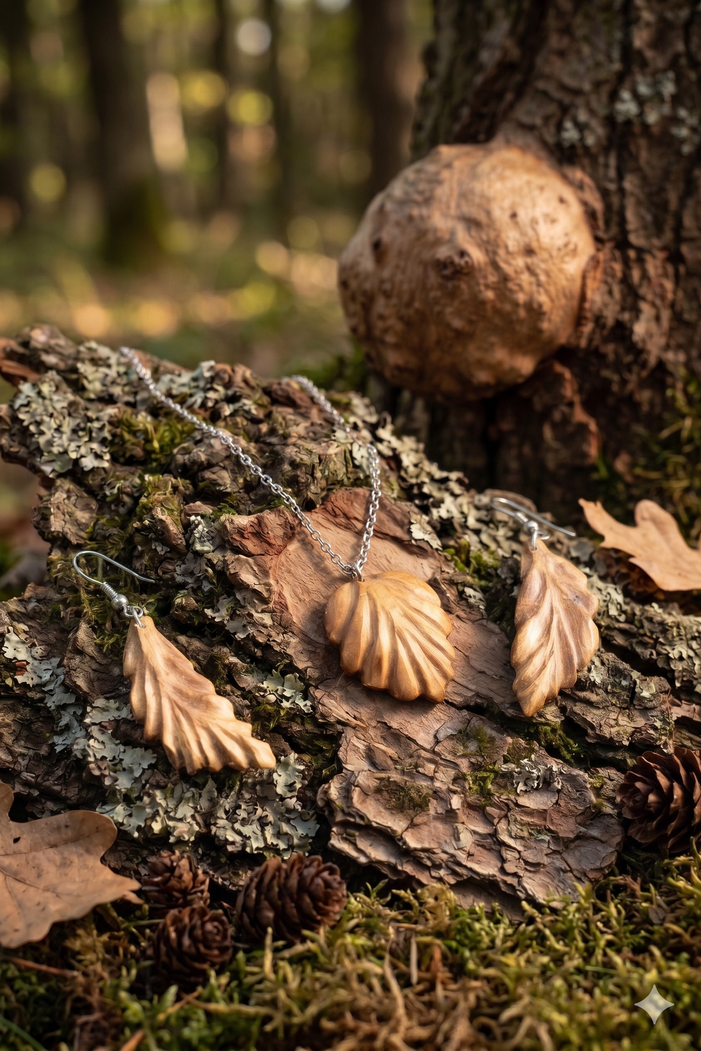 Baumperlen-Schmuckset "Waldblatt"