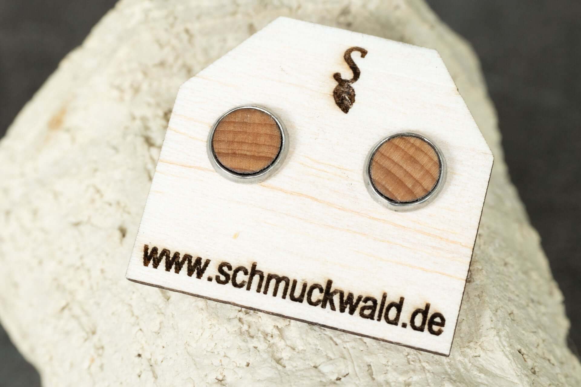 Holzohrstecker in Edelstahlfassung