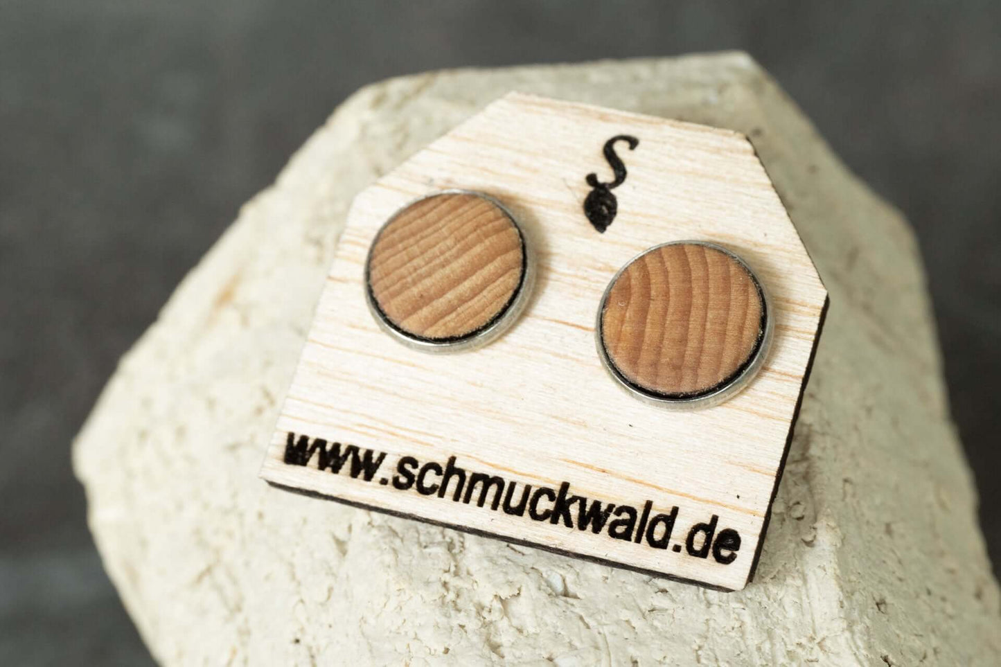 Holzohrstecker in Edelstahlfassung