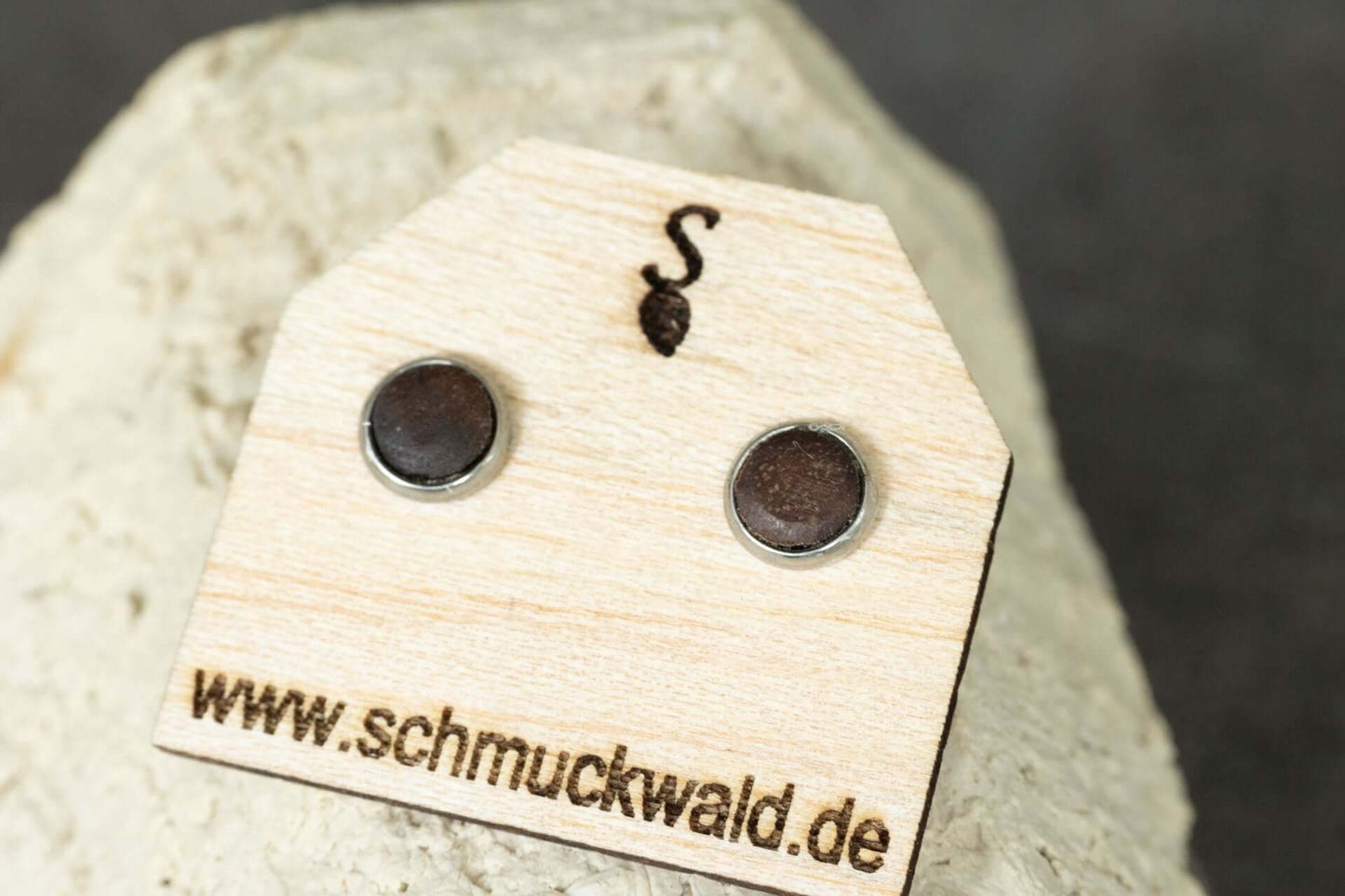 Holzohrstecker in Edelstahlfassung